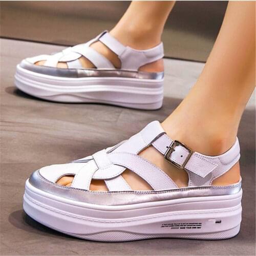 Comfort Shoes Women Cow Leather Sandals Closed Toe Fashion Sneakers Summer Platform Ankle Boots Oxfords 34 35 36 37 38 39