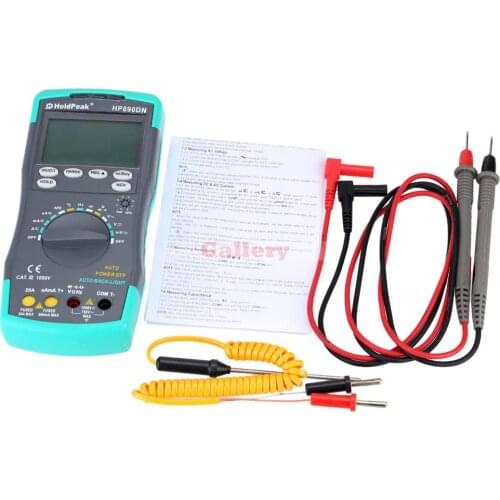 LCD Digital Multimeter DC AC Voltage Current Meter Resistance Diode Capaticance Tester Temperature Meaurement Auto Range