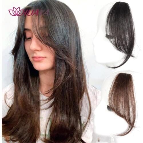 HUAYA Long Bangs Two Side Fringe Black Brown Natural Hair Extension Front Hair Piece Clip In Extensions Overhead Bang False Hair