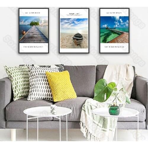 Hawaiian Scenery Art Poster Sofa Background Simple Bedroom Bedside Paintings Creative Modern Living Room Decoration Paintings