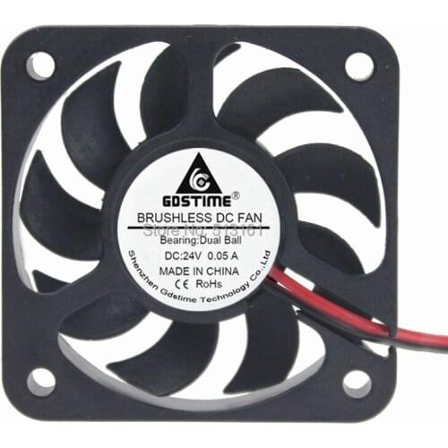 Gdstime DC 24V 50mm Dual Ball Bearing 50x50x12mm 5cm 2Pin Brushless Cooler Cooling Fan