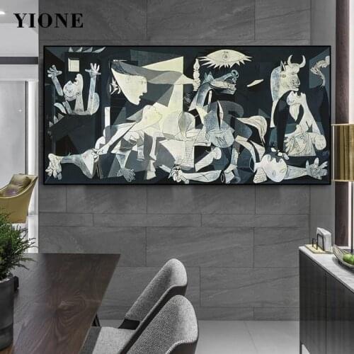 Guernica Famous Picasso Art Paintings Print on Canvas Surrealism Figure Animal Wall Picture Poster for Living Room Decoration