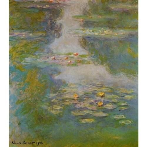 Art oil Painting for Living room Water Lilies 16 by Claude Monet Hand painted High quality