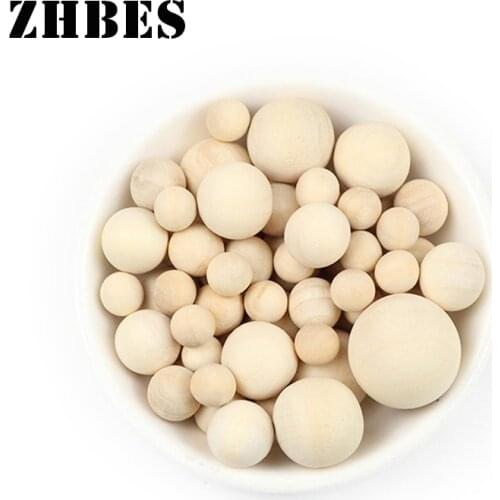 8-40MM Ecofriendly Natural color Lead-Free No Hole Round Wooden Beads For Jewelry Making DIY Spacer Loose Beads Accessories