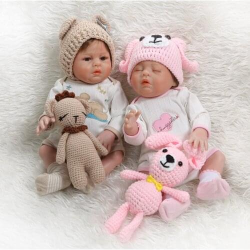 NPKCOLLECTION 48CM bebe doll reborn newborn baby twin baby boy and girl hand detailed painting pinky look full body silicone