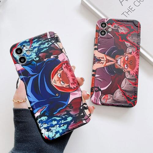 Cute Cartoon Phone Case for iphone 11 Pro XR X XS Max 12 8 7 Plus SE2 Luxury Jujutsu Kaisen Shockproof Soft Silicone Case Cover