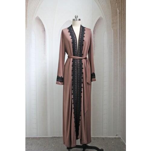 New Arrival Eid Djellaba Abaya Opened Full Length Embroidery Muslim Dress Dubai Turkey Muslim Dress Islam Abayas With Belt WY83