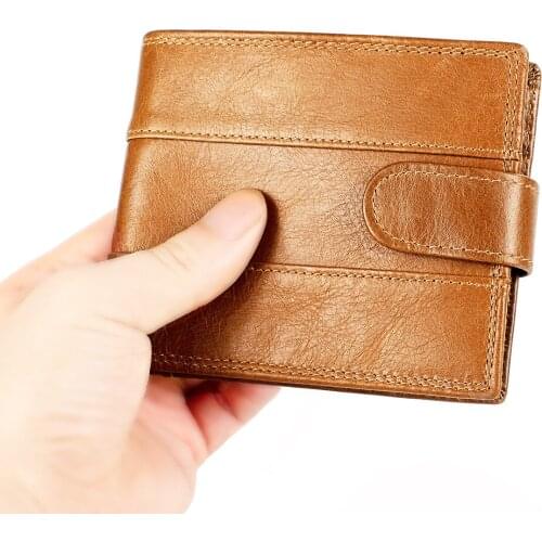 New Style Genuine Leather Mens Wallet Rfid Multi-card Position Recreation Large Capacity Short Style Purse