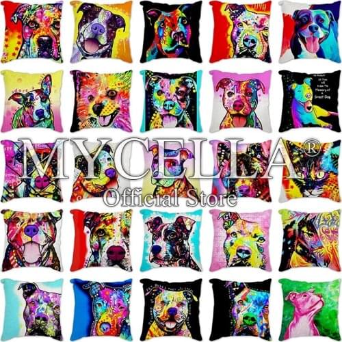 Color dog Cushion Covers Geometric Throw Pillow Case for Home Chair Sofa Decorative Square Pillow Cases Pillowcase car