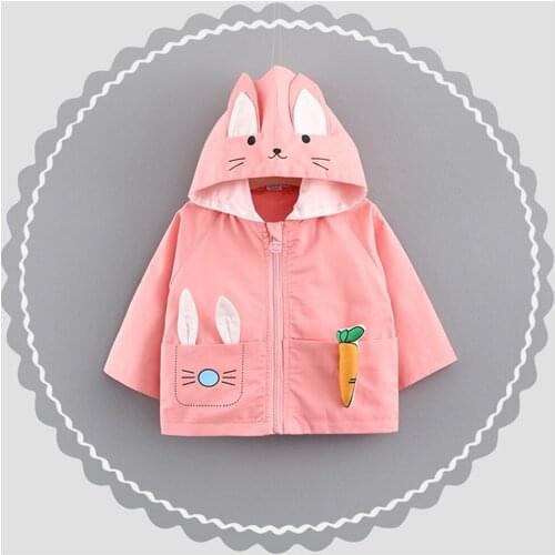 New Spring New Baby Girls Jackets Hooded Windproof Kids Clothing Rabbit Casual Lovely Girls Coats Children Outerwear for 1-3Y