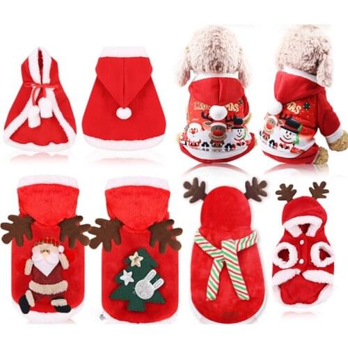Dog Clothes Christmas Pet Supplies Clothes Cat Cotton Clothes Accessories Funny Autumn And Winter Clothes Santa Claus Elk Snow