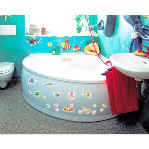 Undersea World Fish Tortoise Octopus Removable Eiffel luminous Fluorescent Wall Stickers Home Decoration for kids rooms bathroom