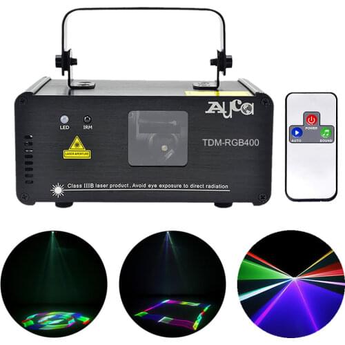 AUCD Remote Beam Scan Stage Lighting 3D Effect 400mW RGB Colorful Laser Projector Lights 8CH DMX Disco DJ Party Show Light 3D-F