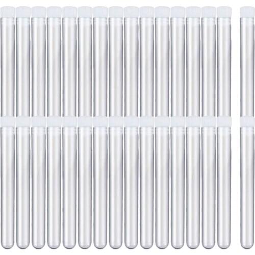 16x100mm 10ml Clear Plastic Test Tubes with Caps for Scientific Experiments, Decorate The House, (60 Pack)