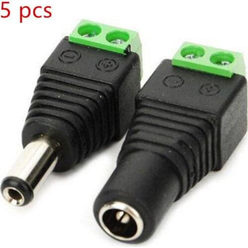 2.1*5.5mm Power Jack Adapter Plug Cable Connector for 3528/5050/5730 LED Strip Light 5PCS Female +5 PCS Male DC Connector