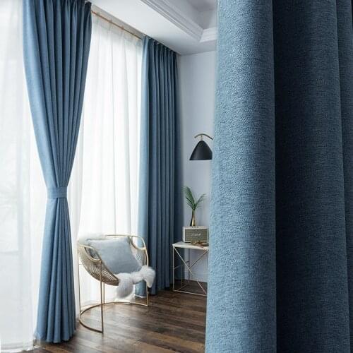 Modern Nordic Minimalist Brushed Velvet Solid Color Blackout Curtains for Bedroom and Living Room Curtains
