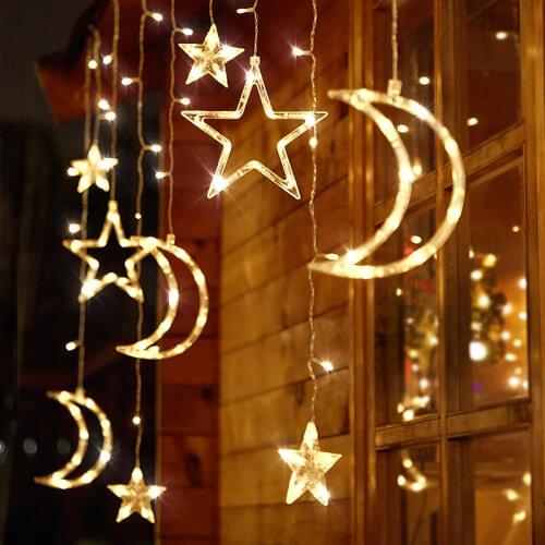 Star LED Curtain String Lights Fairy Garland for New Year 2021 Christmas Decorations for Home Christmas Decoration