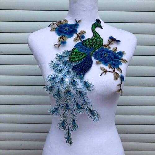 Fabric sequin peacock Lace Sewing Applique Lace Collar Neckline Collar Applique DIY clothing accessory Scrapbooking