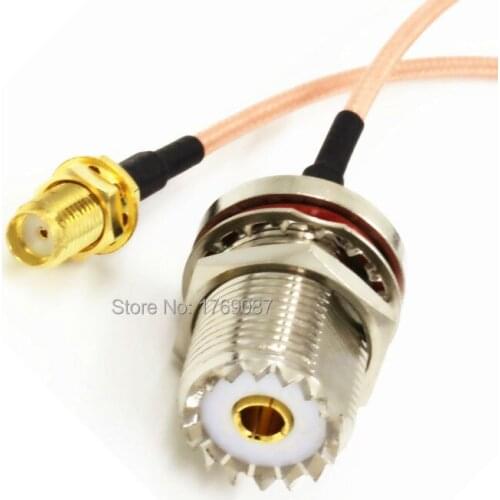 UHF SO239 Female to SMA Female with Nut Pigtail Cable RG316 20cm