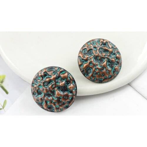 Vintage Retro round drop earring Copper Large Bincos Metal Zinc Alloy Geometric Circle Aretes Eardrop Ear Studs Jewelry Women