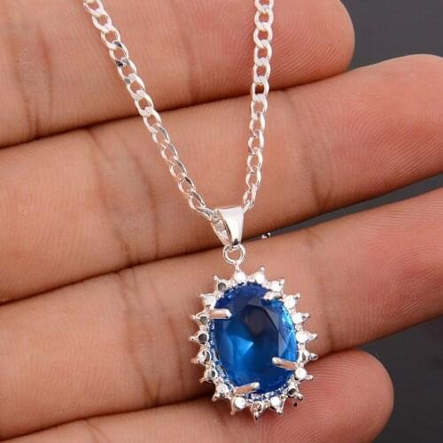 VNFURU Wholesale New Cubic Zirconia Pendants 2019 Hot Sale Silver Color Blue Pendant Factory Price New Design Pendant For Women
