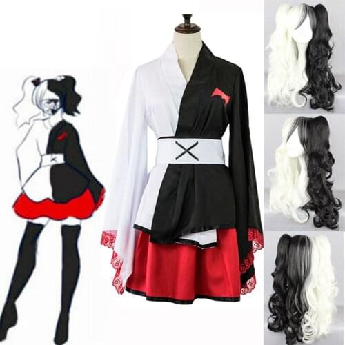 Anime Danganronpa Monokuma Cosplay Pinafore Japanese Kimono Women Female Dresses Halloween Cosplay Costume Plus Size S-2XL