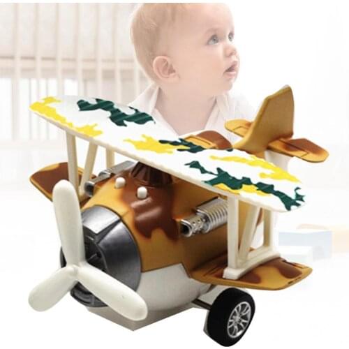 1Pcs Creative Double Wing Pullback Glider Airplane Random Box LED Light Cartoon Fighter Model Kids Toy with Sound