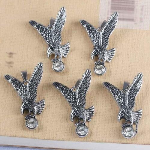 10pcs Antique Animal Eagle Pendant Male and Female Fashion Party Animal Rhinestone Pendant Jewelry DIY Necklace Wholesale