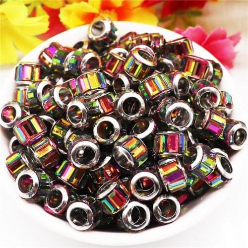 10Pcs Colorful Glass Beads 11x8mm Small Stripe Big Hole Rondelle Spacer Beads Charms for Women Bracelet DIY Chain Jewelry Making