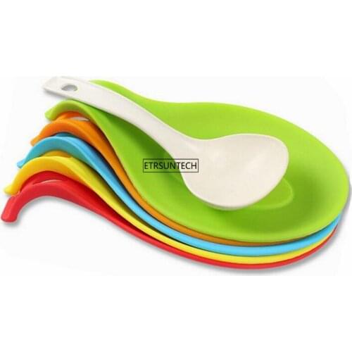 100pcs Silicone Spoons Spatula Pads Spoon Mats Insulation Mats Saucers Rice Spoon Racks Food Grade High Temperature Kitchen Cook
