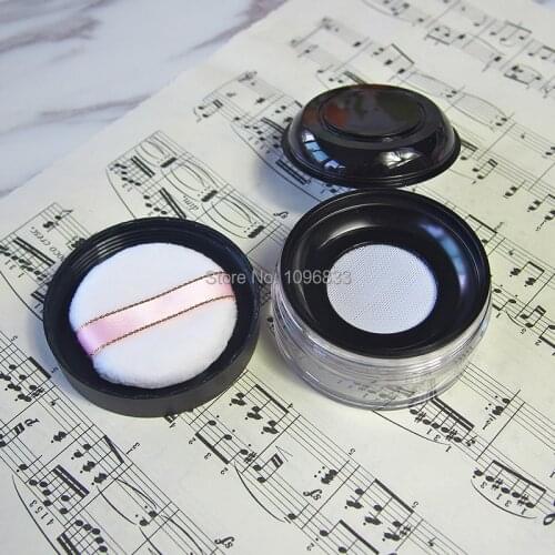 20g Loose Powder Container with Elastic Mesh Net Black Screw Cap Sifter Mesh Jar Portable Cosmetic Powder Case, 10pcs/Lot