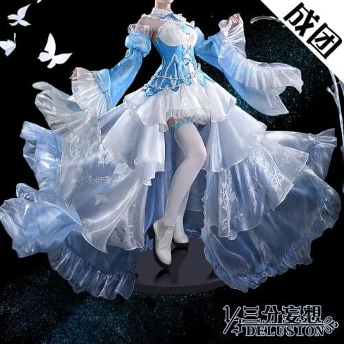 2020 New! Re:Life in a different world from zero Rem Emilia Ice Crystal Gorgeous Dress Cosplay Costume H