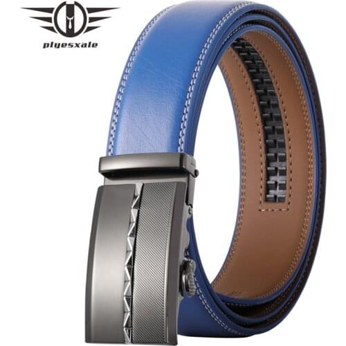 2021 High Quality Designer Metal Automatic Buckle Men Belts Blue Genuine Leather Belts Famous Brand Luxury Men Waist Strap B529