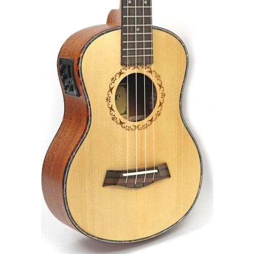 23" Concert Spruce Solid Wood Electric ukulele guita 4 Strings Hawaiian Mini Guitar Ukelele guitarra gifts Stringed Instrument