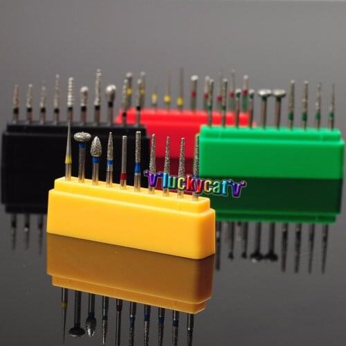 40Pcs Dental High Speed 1.6mm Diamond FG Burs For Polishing Smoothing 10Pcs/set With Assorted Color