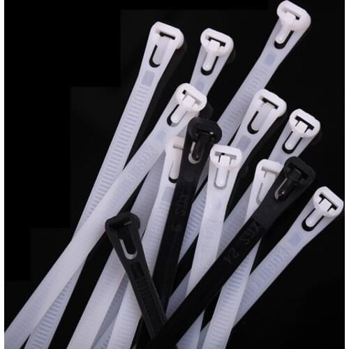 50pcs black Releasable Nylon Cable Ties Loose Slipknot Tie Reusable Wrap Strap 8*150/200/250/300/400/450 tie mounts