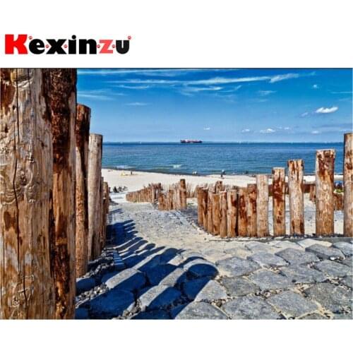 Kexinzu Full 5D DIY Square/ Round Diamond Painting"Sandy beach Sea Scenery" Embroidery Cross Stitch Mosaic diamondpainting Gift