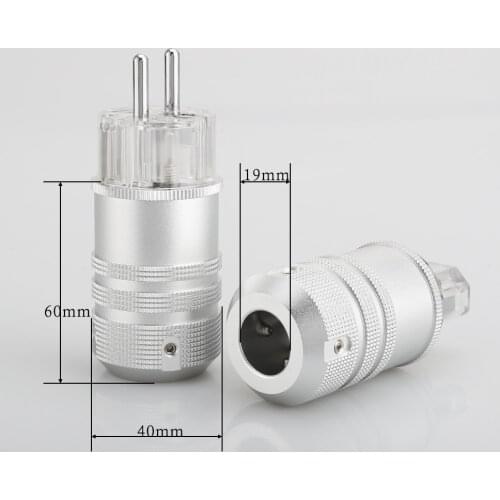 Audiocrast Euro Schuko 2 Pin Plug Audio Grade Schuko Power Plug Rhodium Plated For DIY Power Cord Extension Power Cable HIFI