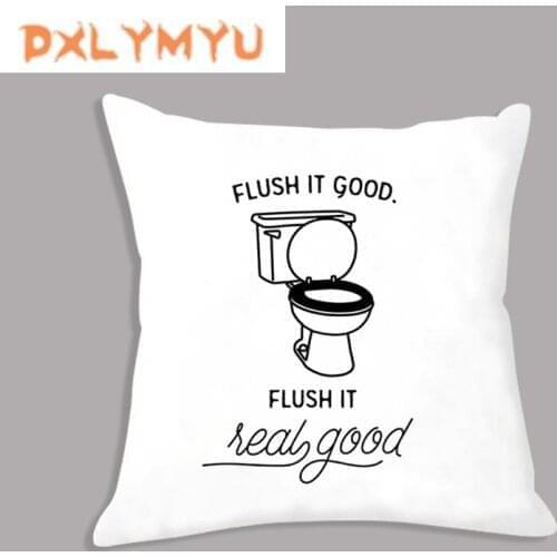 Nordic Style White Pillow Sofa Decorative Cushion for Sofa Flush Toilet Poster Funny Bathroom Art Geometric Pillow with Filler
