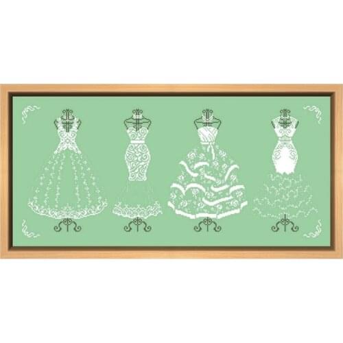 White dress cross stitch kits plants aida fabric 14ct green canvas cotton thread embroidery kits DIY craft set