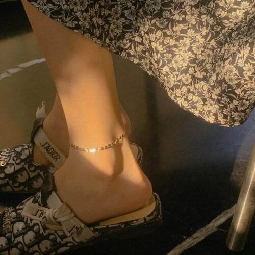 18K Gold Solid Yellow Real Gold Jewelry(AU750) Women Designer Hot Ins Sequins Shiny Four Seasons All-Match Bracelet Anklet Lady