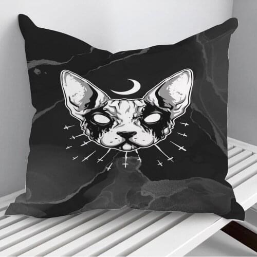 Black Metal Cat Throw Pillows Cushion Cover On Sofa Home Decor 45*45cm 40*40cm Gift Pillowcase Cojines Dropshipping