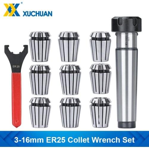 ER25 Spring Collet 3-16mm Collet Chuck with UM Type ER Nut Wrench and MTB4 Morse Taper CNC Lathe Milling Cutter Holder