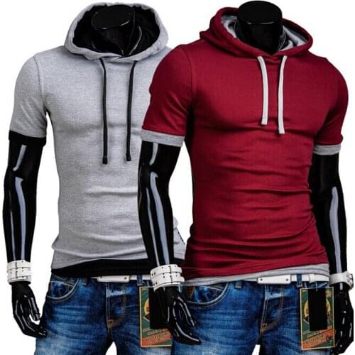 Summer Men t Shirts New Fashion Tops Tees Hooded Short Sleeve T Shirt Mens Clothing Casual Tee Shirts hombre t-shirts