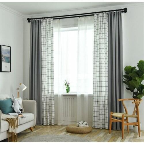 GYC2377 Gyrohome 1PC Blackout Curtain Grid Splice Plain "Customised" Window Linen LivingRoom Dec