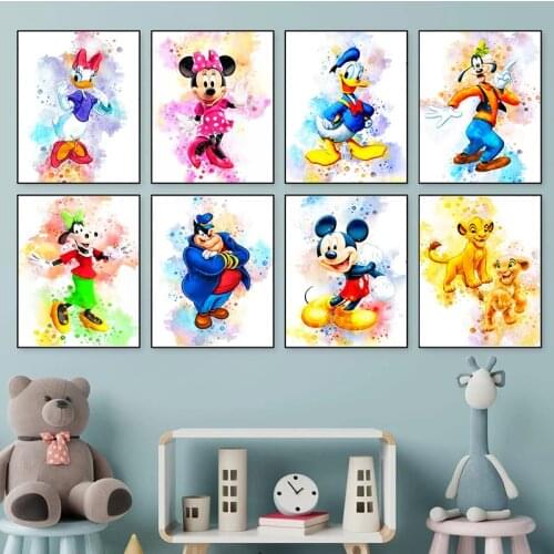 Disney Mickey Mouse and Donald Duck Canvas Painting Cartoon Abstract Graffiti Art posters and prints wall picture for home decor