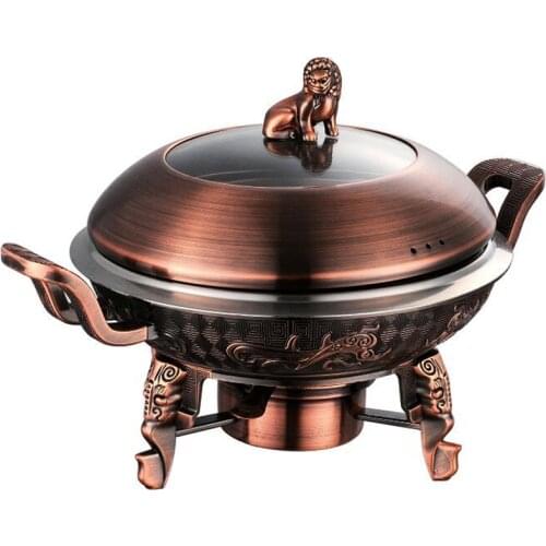 16%,1.5L Thickened Stainless Steel Alcohol pot Chinese style antique stew pot chafing dish buffet alcohol stove mini hot pot