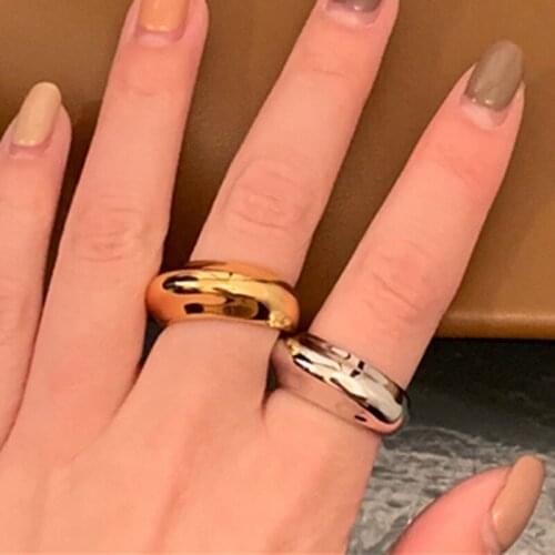 Special-shaped stainless steel chunky ring for women gold color fall winter ring punk rock style