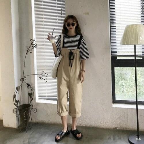 Jumpsuits Women Korean High Quality Loose Casual Trouser Womens Solid Color Students Daily Female Jumpsuit Summer All-match New