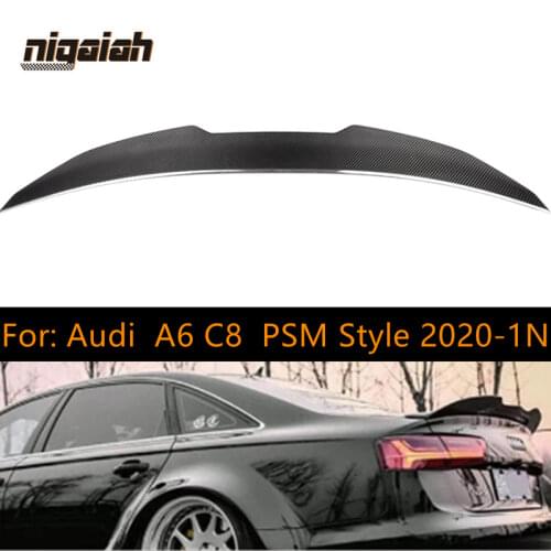 Dry Carbon Fiber For Audi A6 C8 PSM Style 4-Door SpoilerRear Trunk Wing 2020-1N